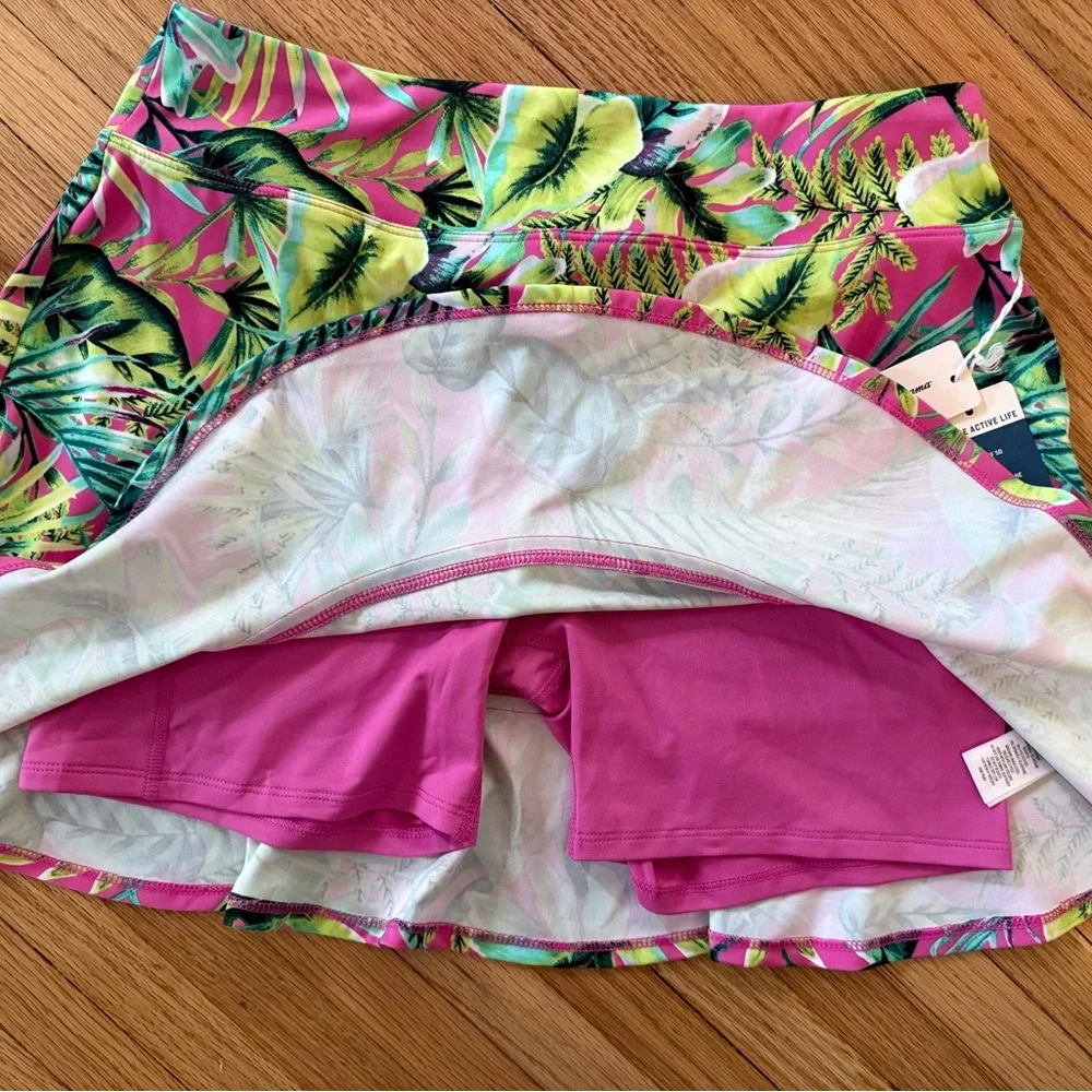 NEW w/tags! Tommy Bahama Pink and Green Tropical Golf Skirt/Skort - Picture 2 of 5